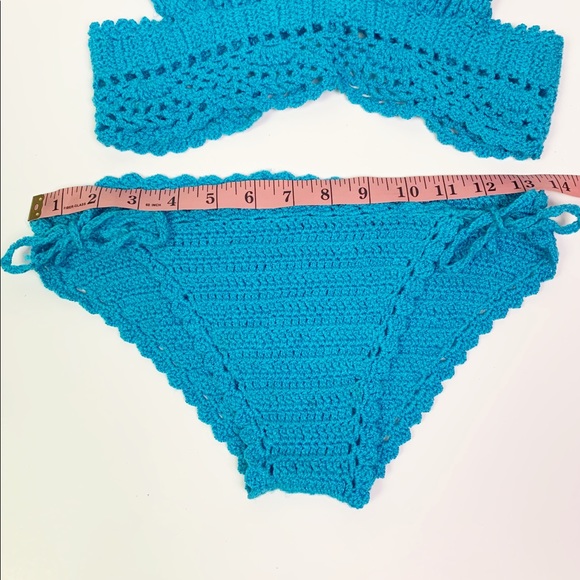 Blue Crochet Knit 2 Piece Bikini Swimsuit - Picture 5 of 7